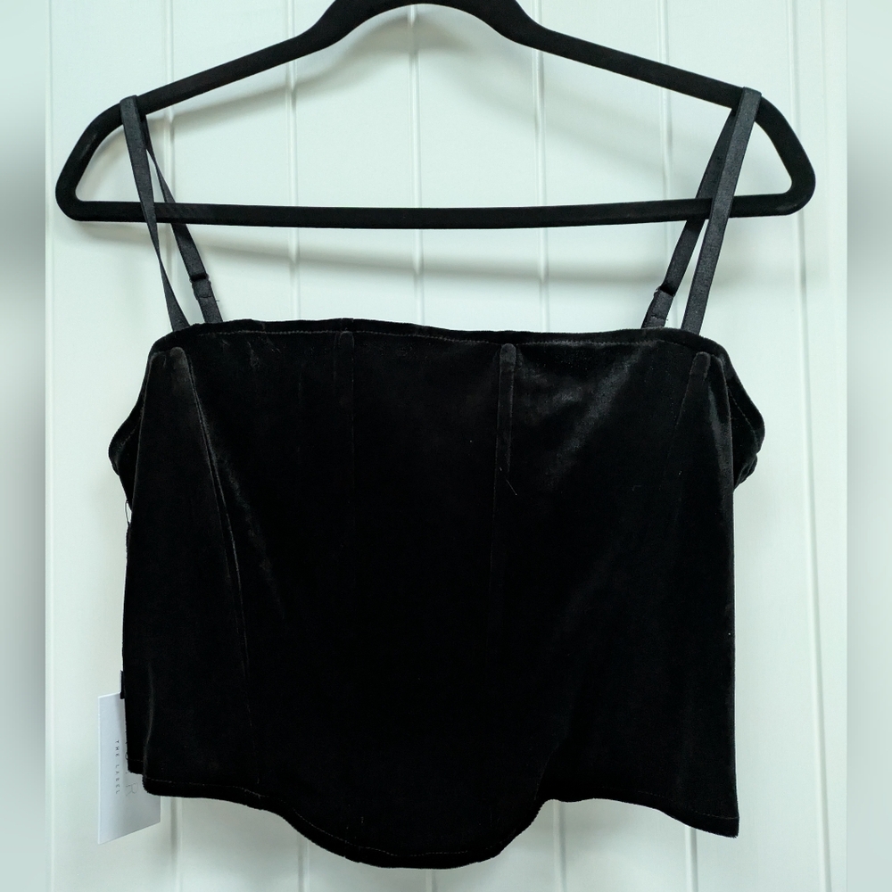 Astr The Label Black Velvet Corset Crop Top - Picture 3 of 9